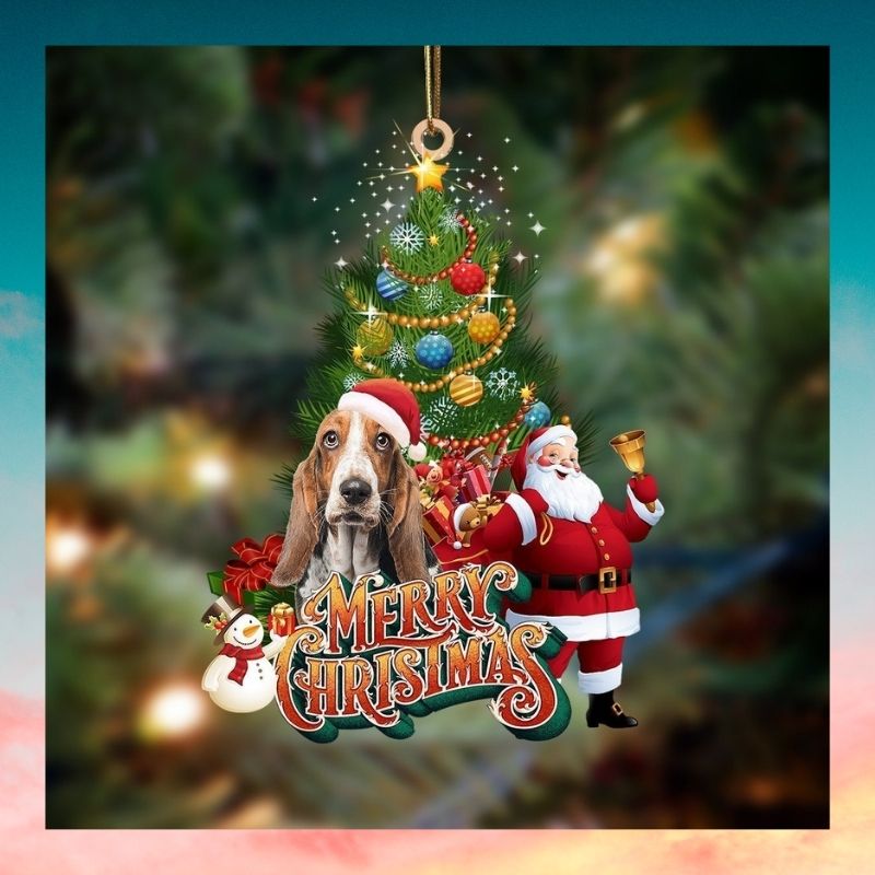 Basset Hound dog Merry christmas Santa Claus christmas tree ornament 3 Basset Hound dog Merry christmas Santa Claus christmas tree ornament 2
