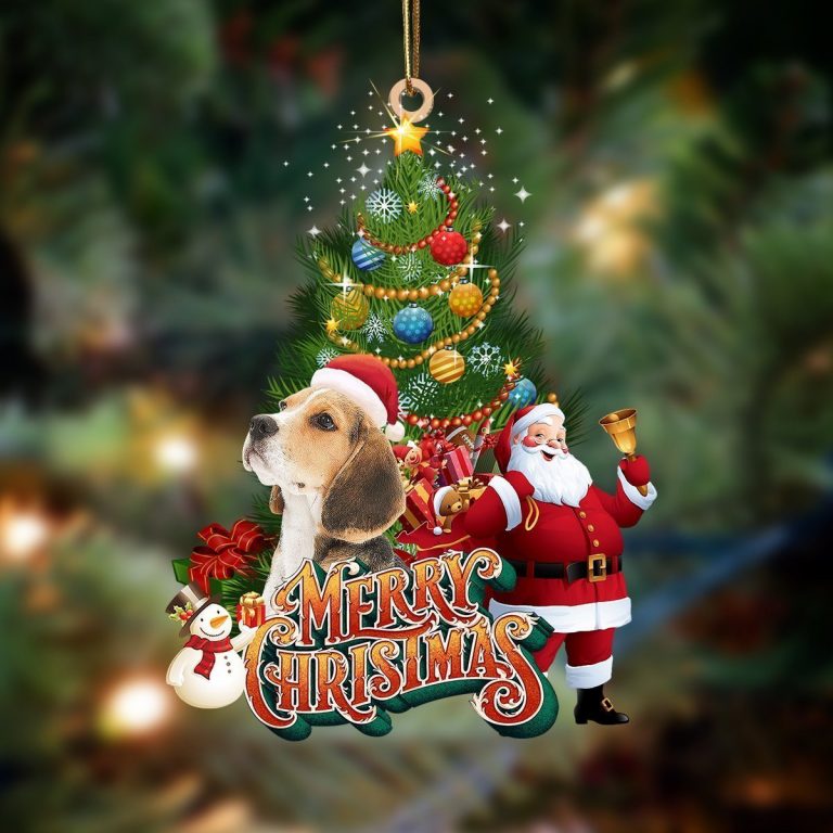 Beagle dog Merry christmas Santa Claus christmas tree ornament (2) Beagle dog Merry christmas Santa Claus christmas tree ornament 2
