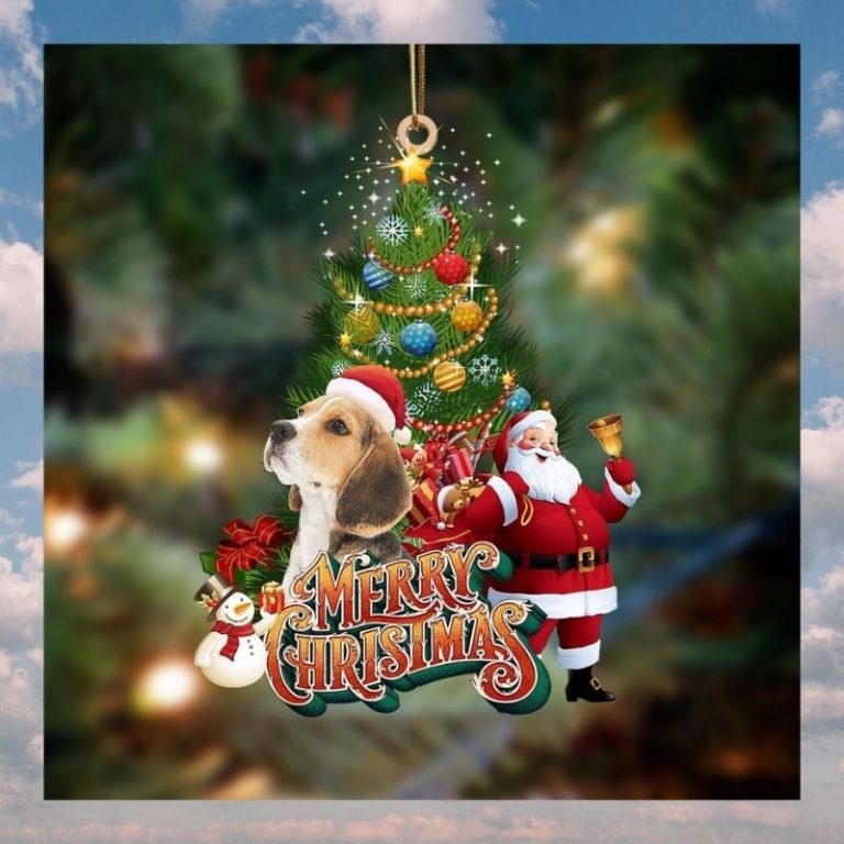 Beagle dog Merry christmas Santa Claus christmas tree ornament 3
