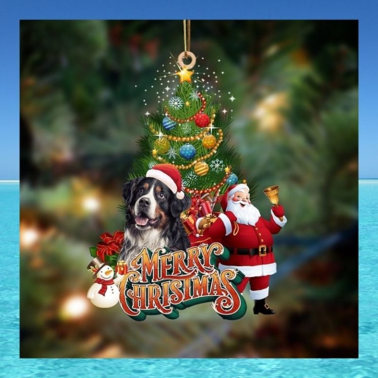 Bernese Mountain Merry christmas Santa Claus christmas tree ornament 1