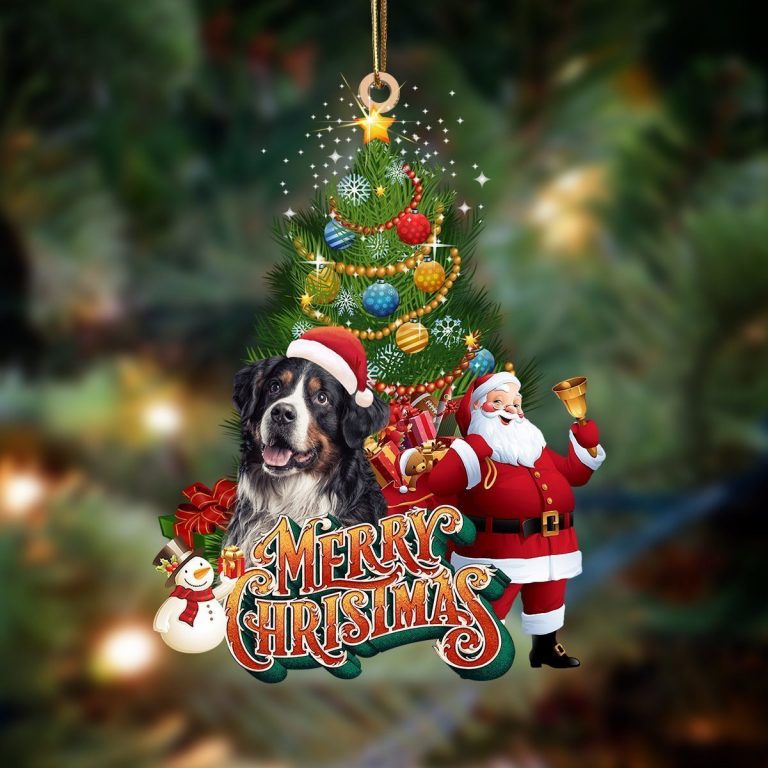 Bernese Mountain Merry christmas Santa Claus christmas tree ornament 3
