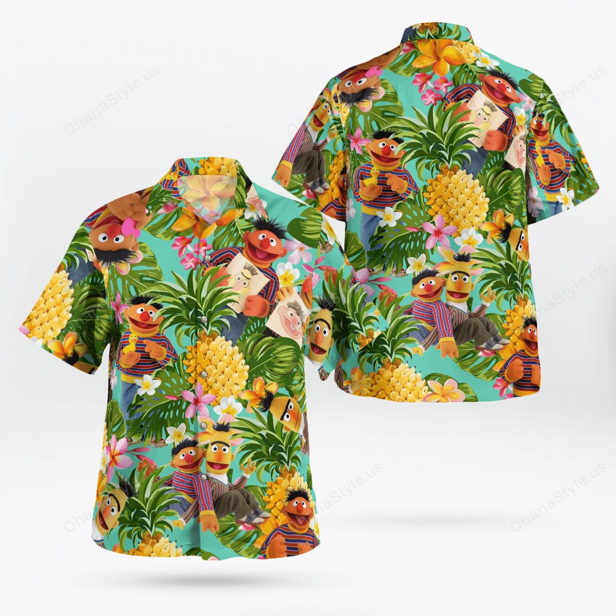 Bert and Ernie pineapple tropical hawaiian shirt 1