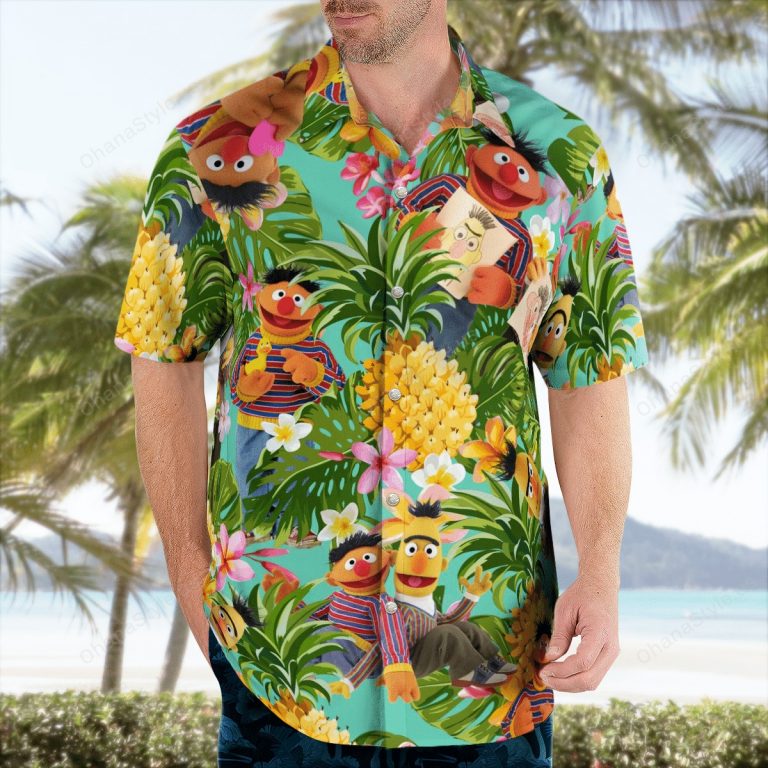 Bert and Ernie pineapple tropical hawaiian shirt 3