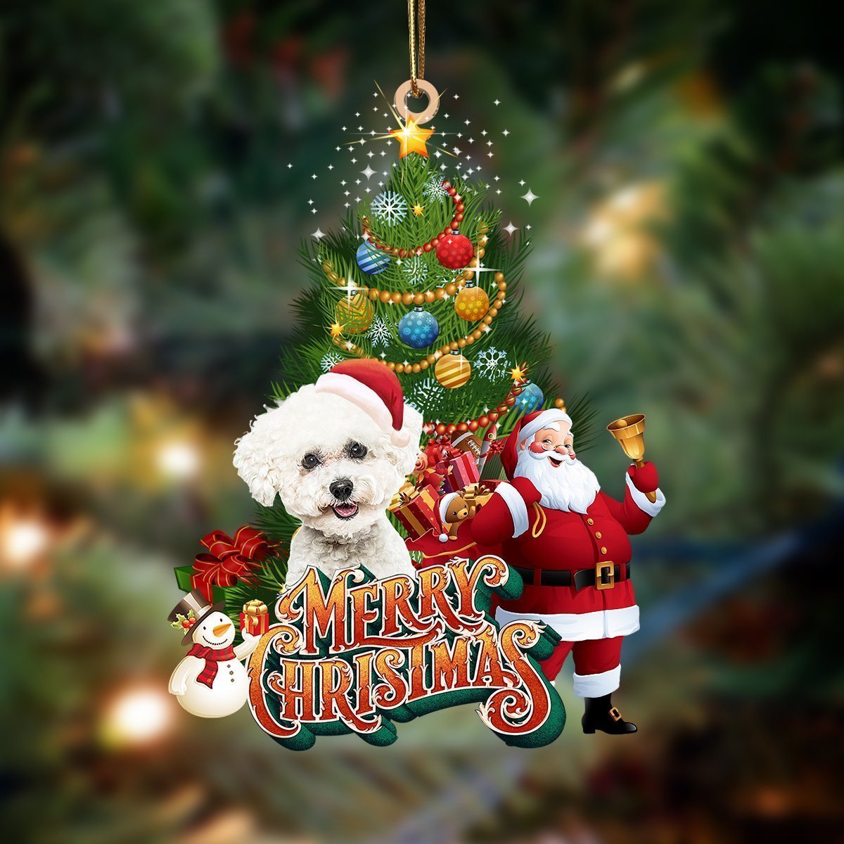 Bichon Frise Santa Claus christmas tree Merry christmas ornament 1