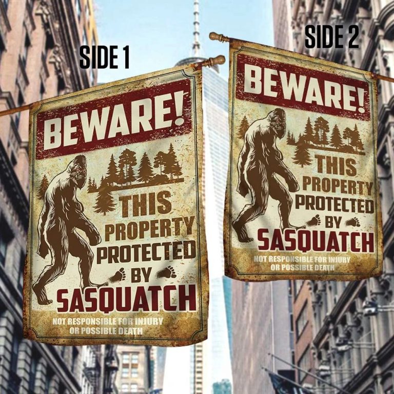 Bigfoot Beware This Property Protected By Sasquatch Flag 2