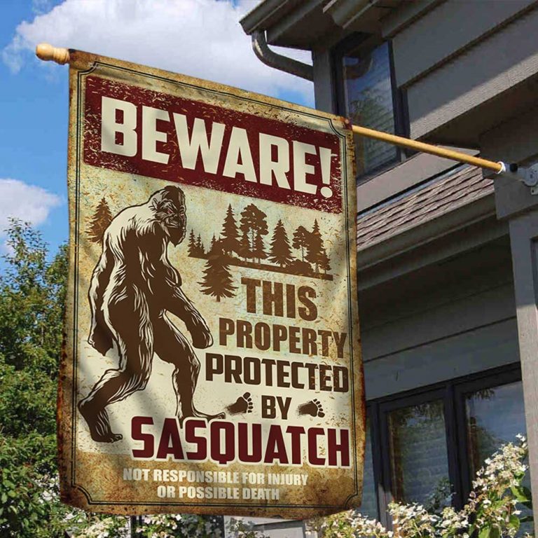 Bigfoot Beware This Property Protected By Sasquatch Flag