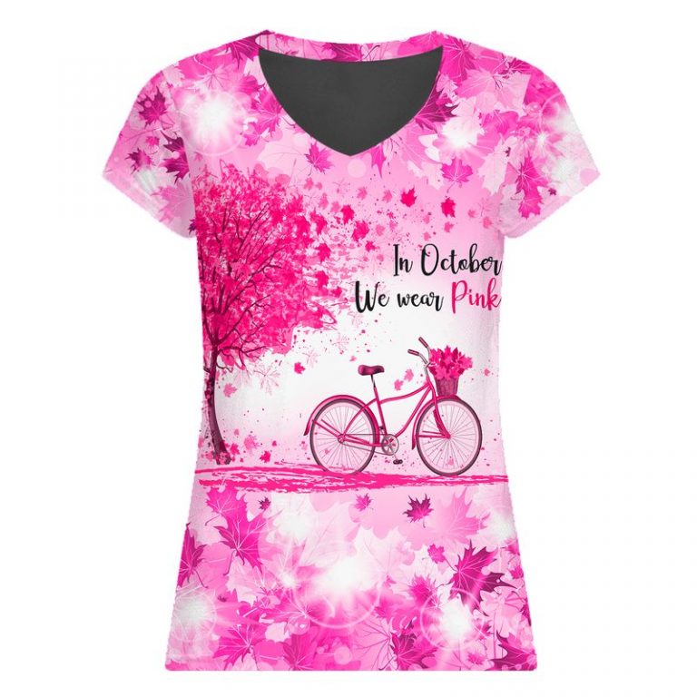 Bike Maple Leaf Breast Cancer Awarenes v neck t shirt 1 Bike Maple Leaf Breast Cancer Awarenes v neck t shirt 1