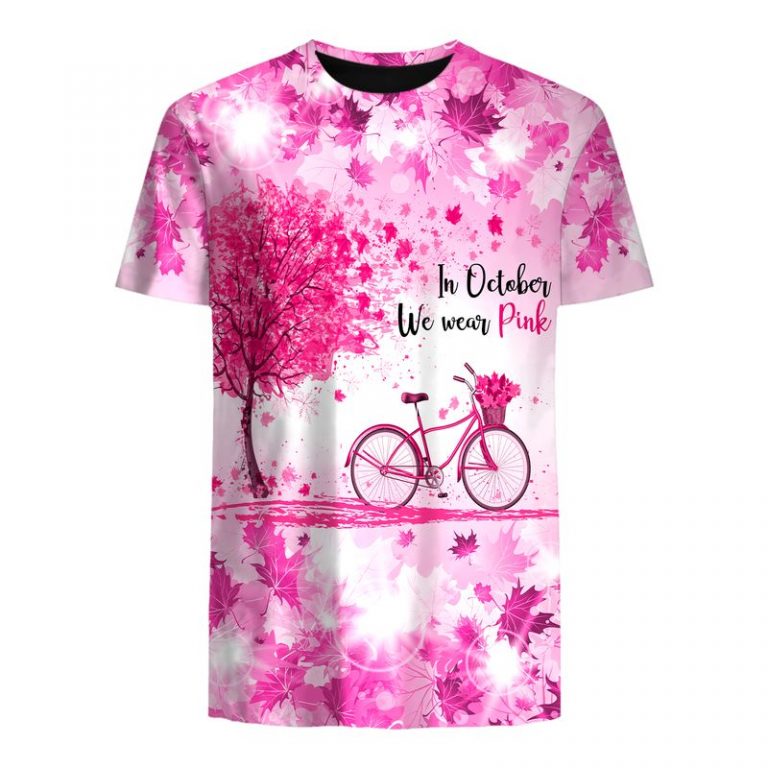 Bike Maple Leaf Breast Cancer Awareness 3d shirt hoodie 1