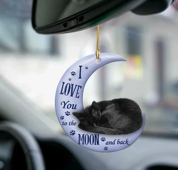 Black Cat I love you to the moon and back ornament 1