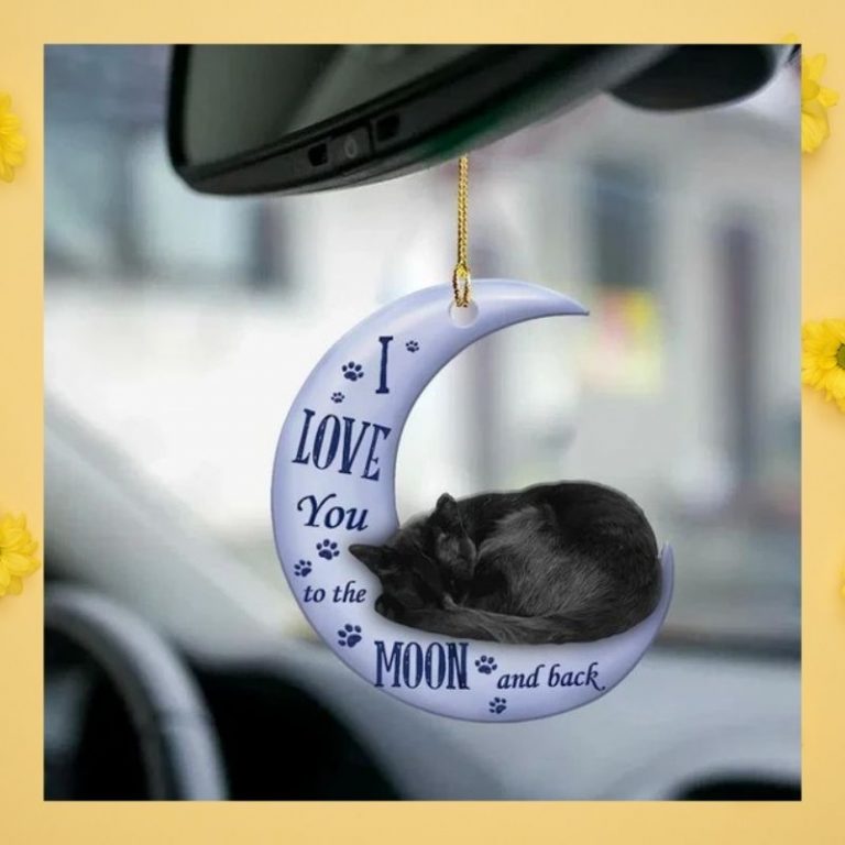 Black Cat I love you to the moon and back ornament 2