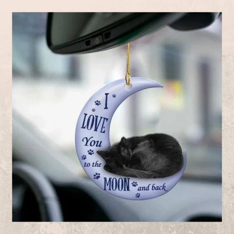 Black Cat I love you to the moon and back ornament 3