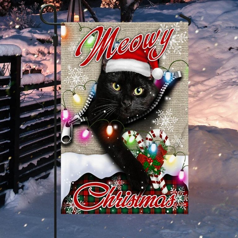 Black Cat Meowy Christmas Flag 4 Black Cat Meowy Christmas Flag 4