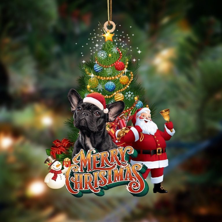Black French Bulldog merry christmas Santa Claus christmas tree ornament 1 Black French Bulldog merry christmas Santa Claus christmas tree ornament 1
