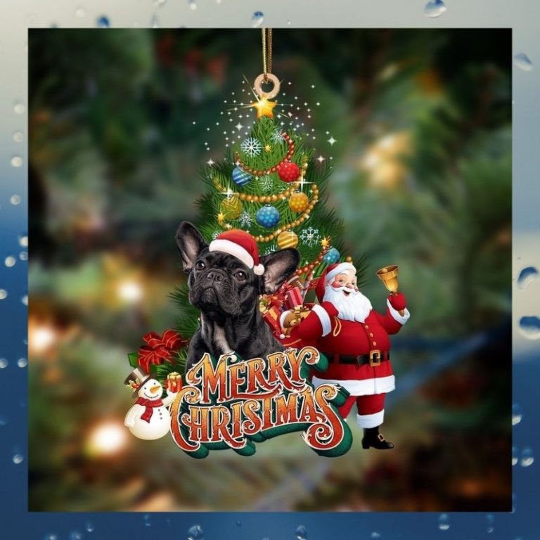 Black French Bulldog merry christmas Santa Claus christmas tree ornament 2 Black French Bulldog merry christmas Santa Claus christmas tree ornament 2