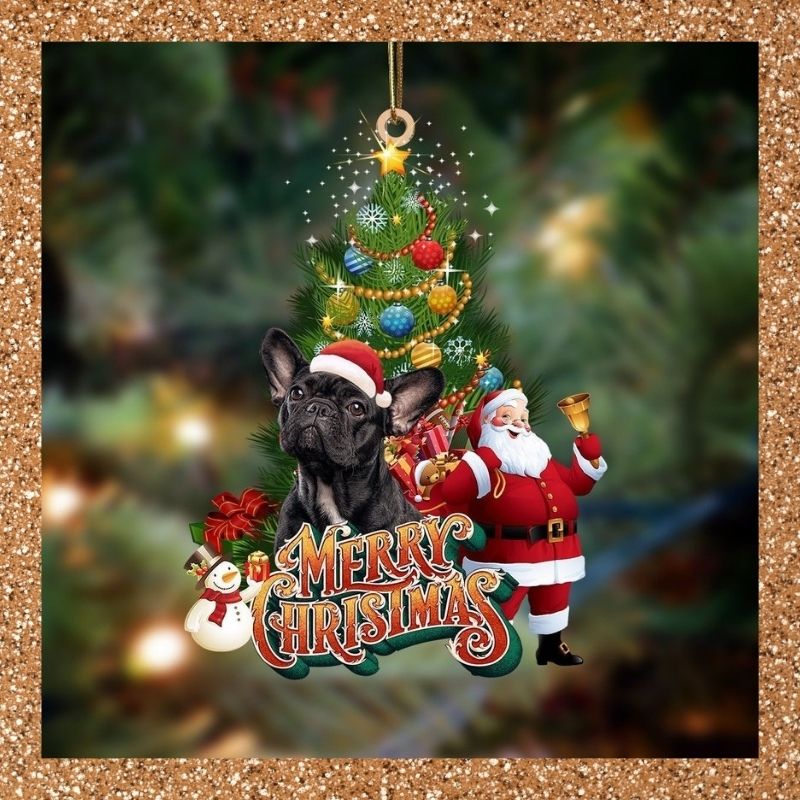 Black French Bulldog merry christmas Santa Claus christmas tree ornament 2 Black French Bulldog merry christmas Santa Claus christmas tree ornament 3