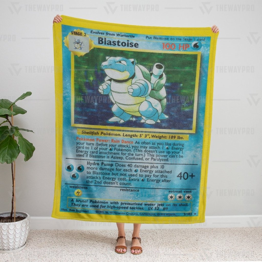 Blastoise Card Pokemon blanket 3 Blastoise Card Pokemon fleece blanket