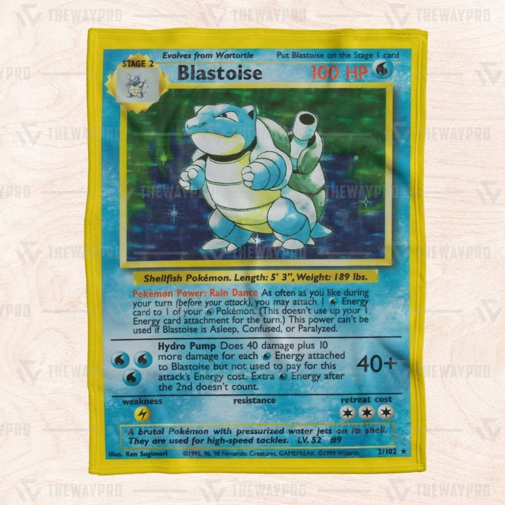 Blastoise Card Pokemon blanket 2 Blastoise Card Pokemon fleece blanket