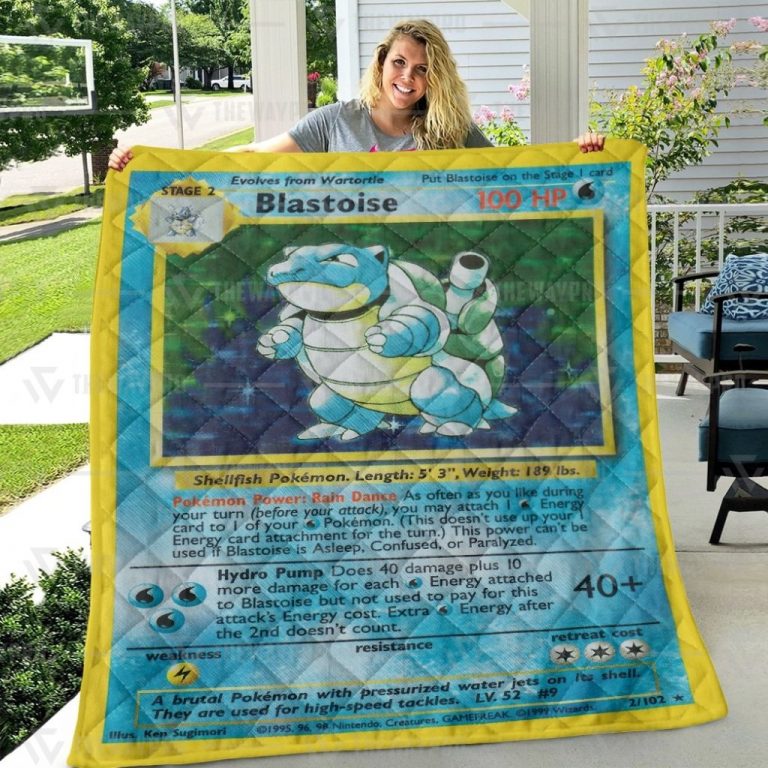 Blastoise Pokemon fleece quilt 1