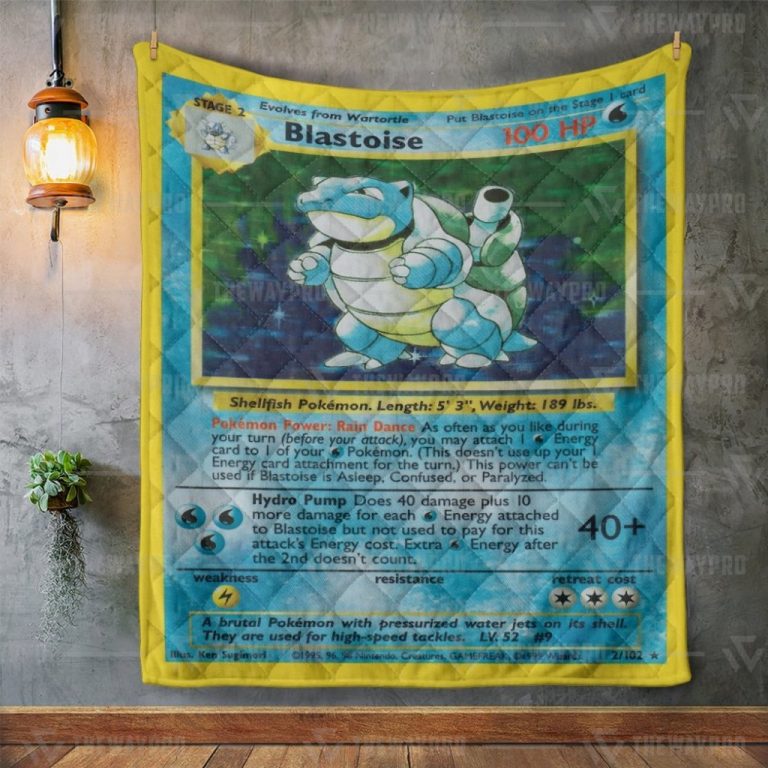 Blastoise Pokemon fleece quilt 2