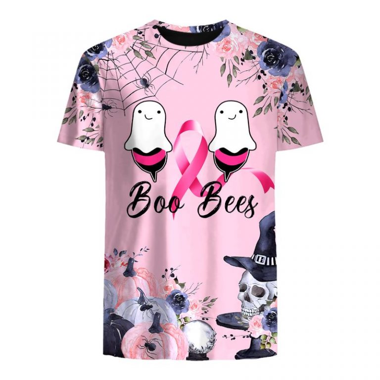 Boo Bees skull pumpkin Breast cancer awareness 3d shirt hoodie 4