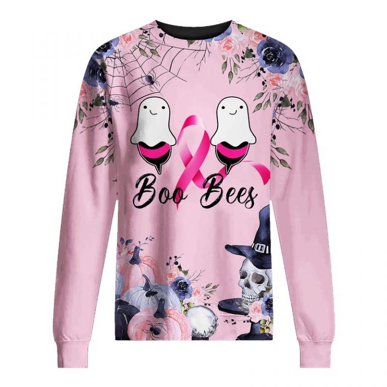 Boo Bees skull pumpkin Breast cancer awareness 3d shirt, hoodie (6) Boo Bees skull pumpkin Breast cancer awareness 3d shirt hoodie 6
