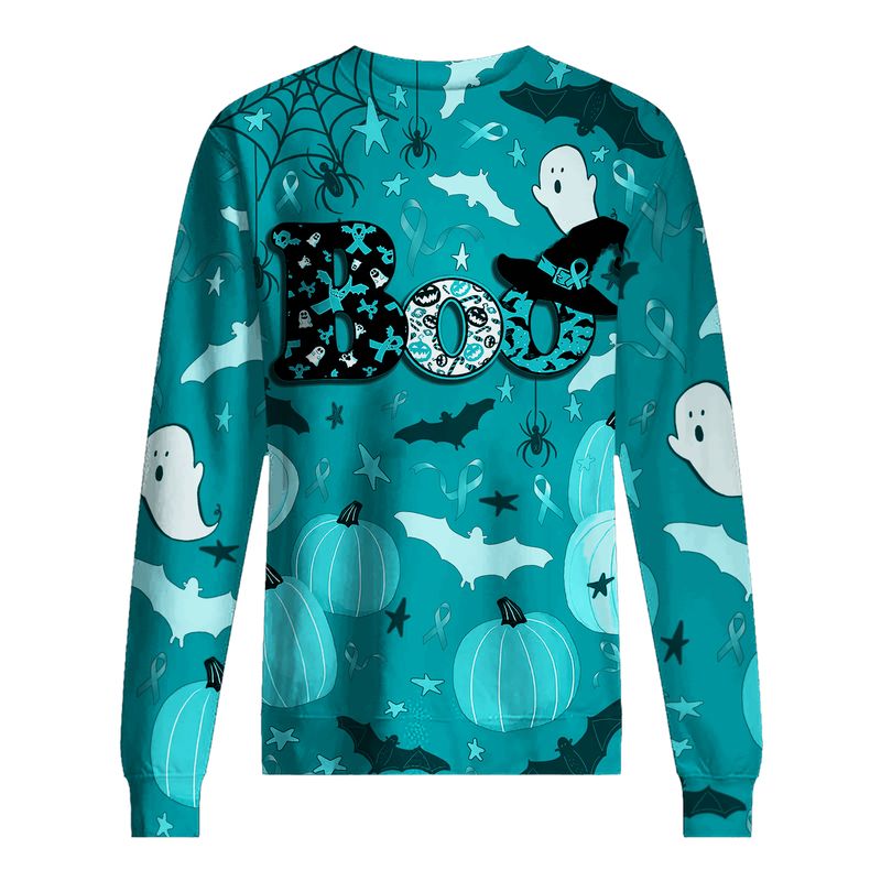 Boo Pumpkin Halloween Cervical Cancer Awareness 3d shirt hoodie 5