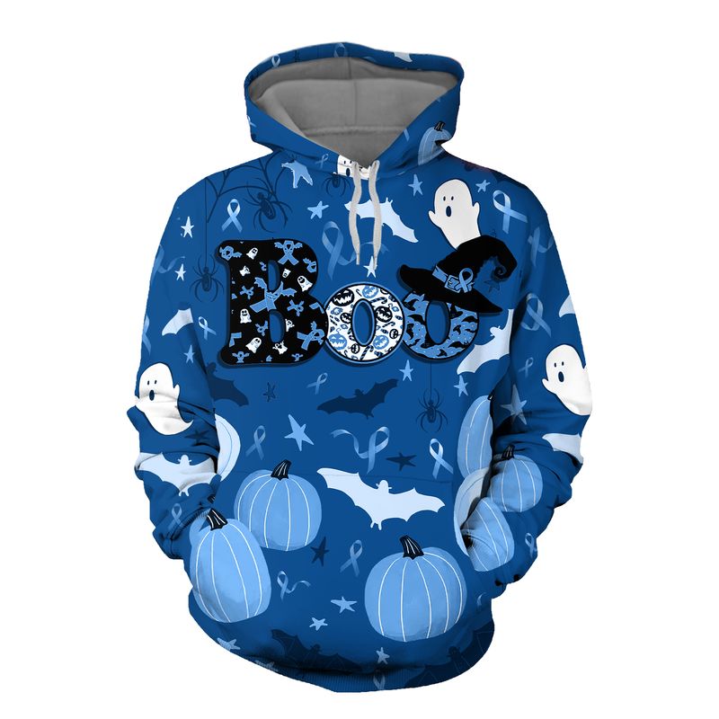 Boo Pumpkin Halloween Colorectal Cancer Awareness 3d shirt, hoodie 6 Boo Pumpkin Halloween Colorectal Cancer Awareness 3d shirt hoodie 1