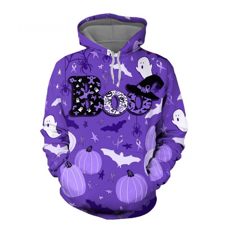 Boo Pumpkin Halloween Pancreatic Cancer Awareness 3d shirt, hoodie 1 Boo Pumpkin Halloween Pancreatic Cancer Awareness 3d shirt hoodie 1