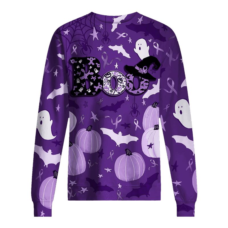 Boo pumpkin Halloween Gynecologic Cancer Awareness 3d shirt, hoodie 4 Boo pumpkin Halloween Gynecologic Cancer Awareness 3d shirt hoodie 3