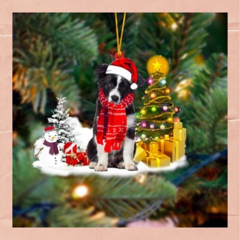 Border Collie Christmas gift tree Ornament 3