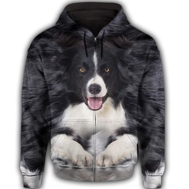 Border Collie face 3d All Over Print Hoodie 1