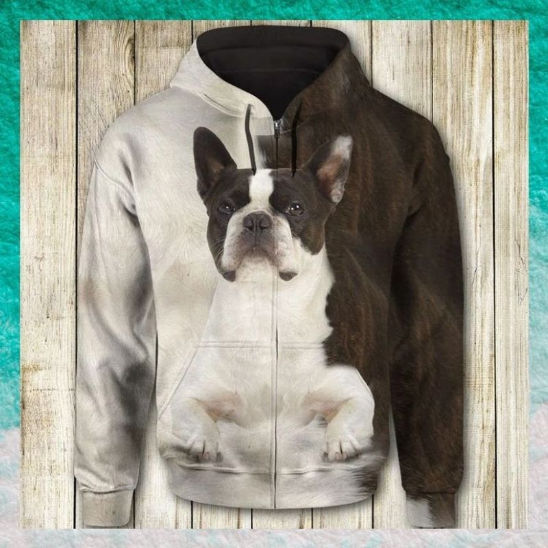 Boston Terrier Face 3d all over print hoodie 3 Boston Terrier Face 3d all over print hoodie 1