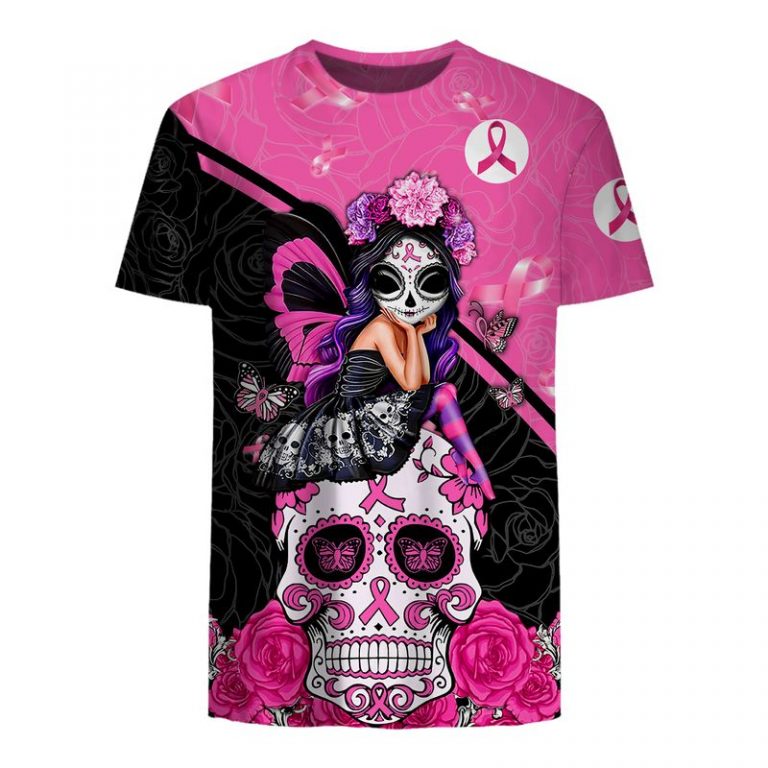 Breast Cancer Awareness sugar skull fairy flowers 3d shirt, hoodie 3 Breast Cancer Awareness sugar skull fairy flowers 3d shirt hoodie 3