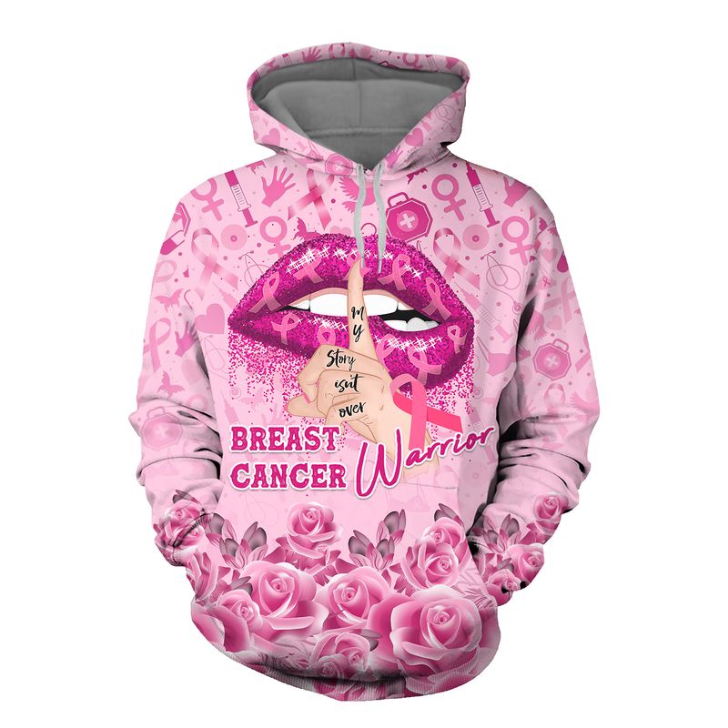 Lip Breast Cancer Warrior my story isn't over 3d shirt, hoodie 8 Breast Cancer Warrior my story isnt over 3d shirt hoodie