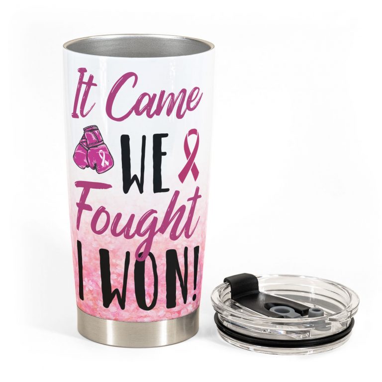 Breast cancer warrior im unbreakable custom personalized tumbler 2