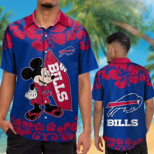 Buffalo bills Mickey Mouse Hawaiian ShirtShort