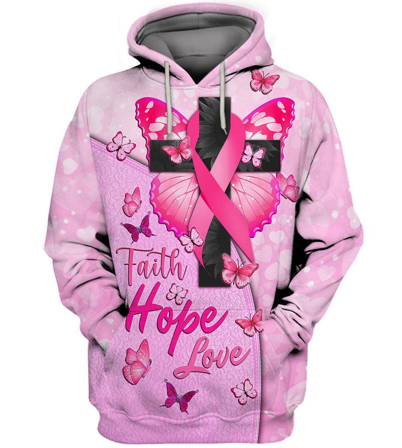 Butterfly cross Breast Cancer Warrior Faith Hope Love 3d shirt, hoodie 2 Butterfly cross Breast Cancer Warrior Faith Hope Love 3d shirt hoodie 1