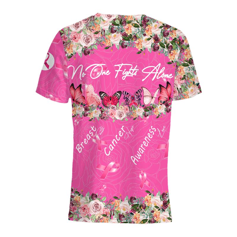 Butterfly flowers No One Fights Alone Breast Cancer Awareness 3d shirt, hoodie 5 Butterfly flowers No One Fights Alone Breast Cancer Awareness 3d shirt hoodie 4