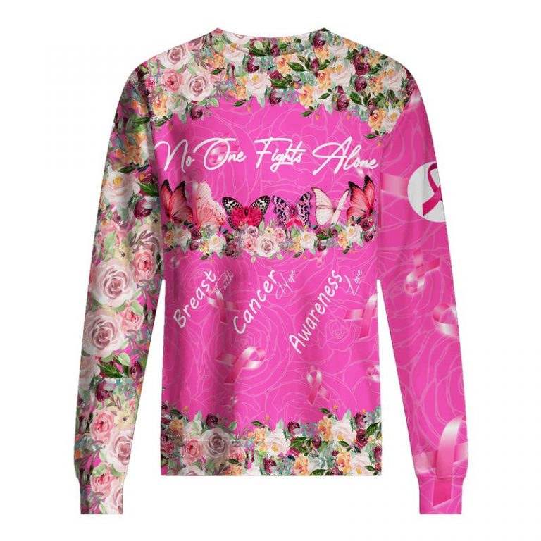 Butterfly flowers No One Fights Alone Breast Cancer Awareness 3d shirt, hoodie 5 Butterfly flowers No One Fights Alone Breast Cancer Awareness 3d shirt hoodie 5