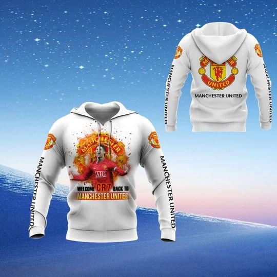 CR7 back Manchester United 3d all over printed hoodie