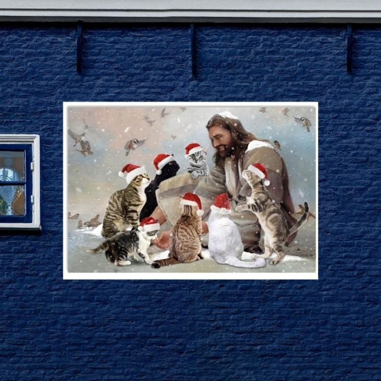 Cat Jesus Christmas Horizontal Poster 1 Cat Jesus Christmas Horizontal Poster 1