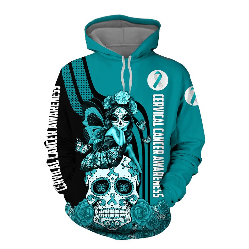 Cervical Cancer Awareness Sugar Skull Fairy 3d shirt, hoodie 7 Cervical Cancer Awareness Sugar Skull Fairy 3d shirt hoodie 1