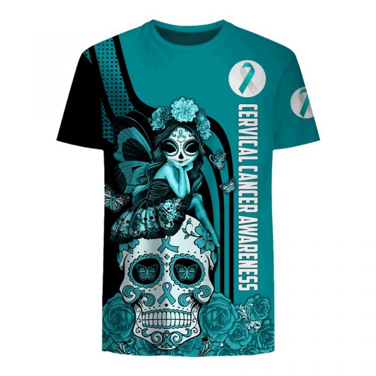 Cervical Cancer Awareness Sugar Skull Fairy 3d shirt hoodie 5
