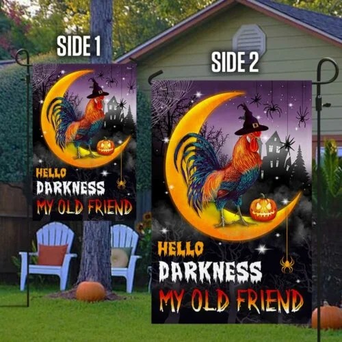 Chicken witch pumpkin moon Hello Darkness My Old Friend flag 2 Chicken witch pumpkin moon Hello Darkness My Old Friend flag 6