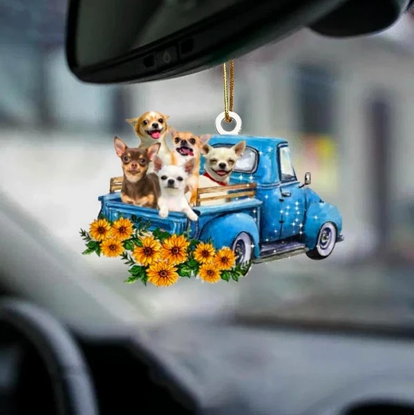 Chihuahua Sunflowers truck Ornament 1