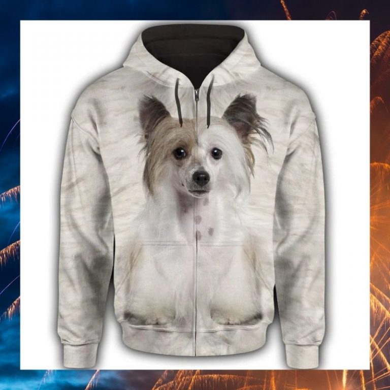 Chinese Crested face All Over Print 3d hoodie zip hoodie 2