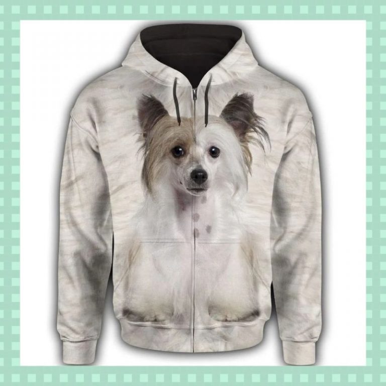 Chinese Crested face All Over Print 3d hoodie zip hoodie 3