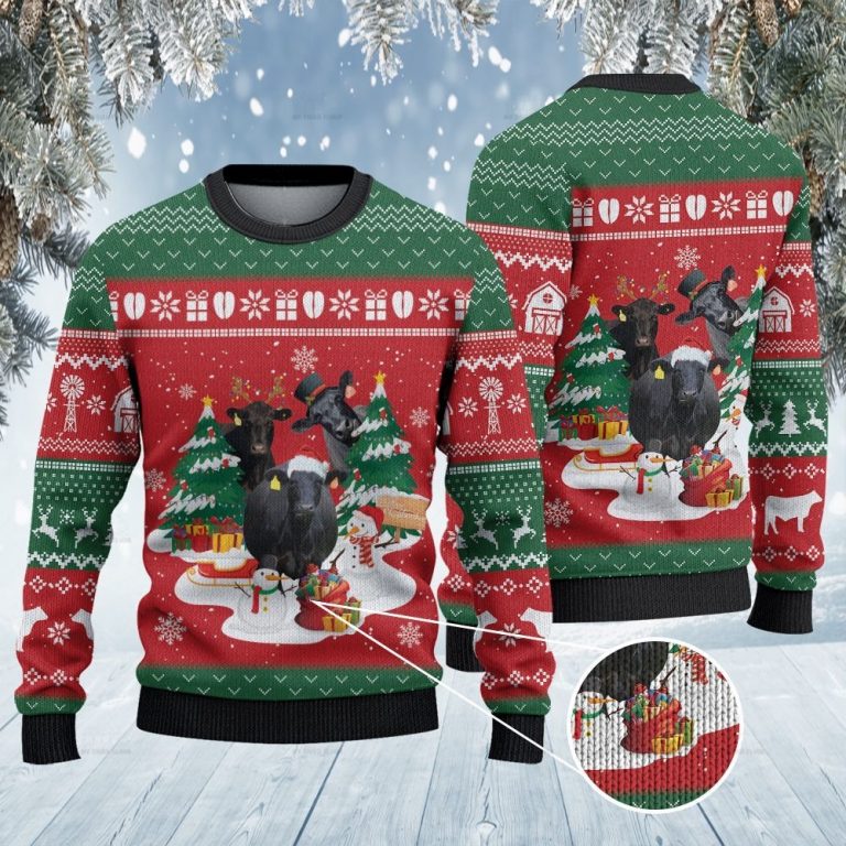 Christmas Gift Black Angus Cattle sweater sweatshirt 1