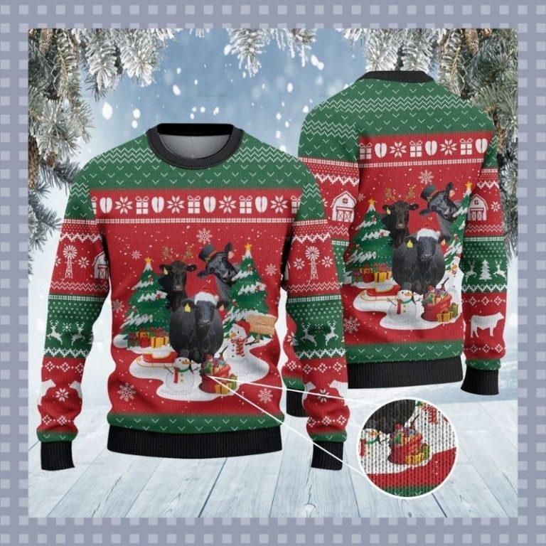 Christmas Gift Black Angus Cattle sweater sweatshirt 2