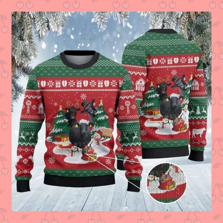 Christmas Gift Black Angus Cattle sweater sweatshirt 3